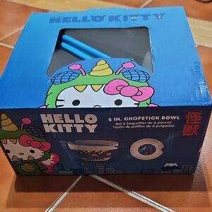 Hello Kitty Blue and Pink Chopstick Bowl